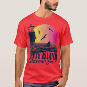Jaws Amity Island hälsar er fyr Sunset P T Shirt