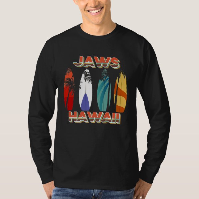 Jaws Hawaii Retro Surfa Board Premium T Shirt (Framsida)