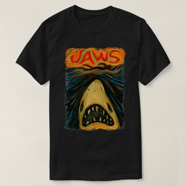 Jaws Skräm Porträtt Premium T Shirt (Design framsida)