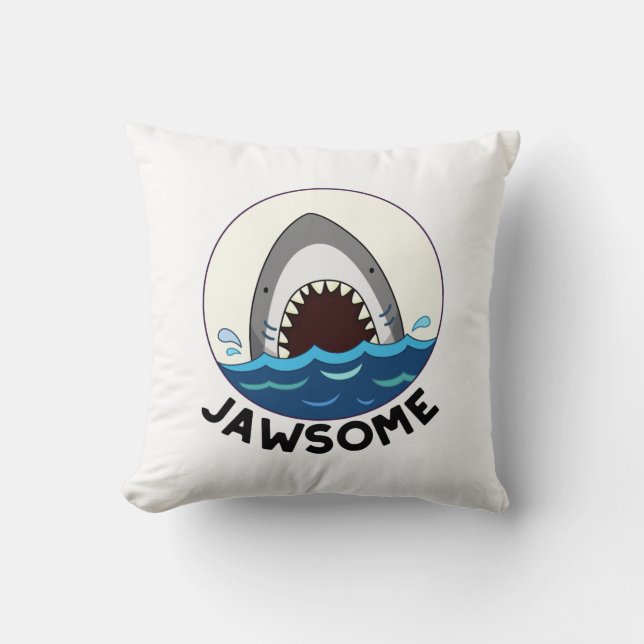 Jawsome Funny Shark Teeth Pun Kudde (Framsida)