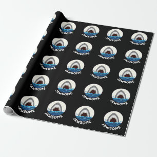 Jawsome Funny Shark Teeth Pun Mörk BG Presentpapper