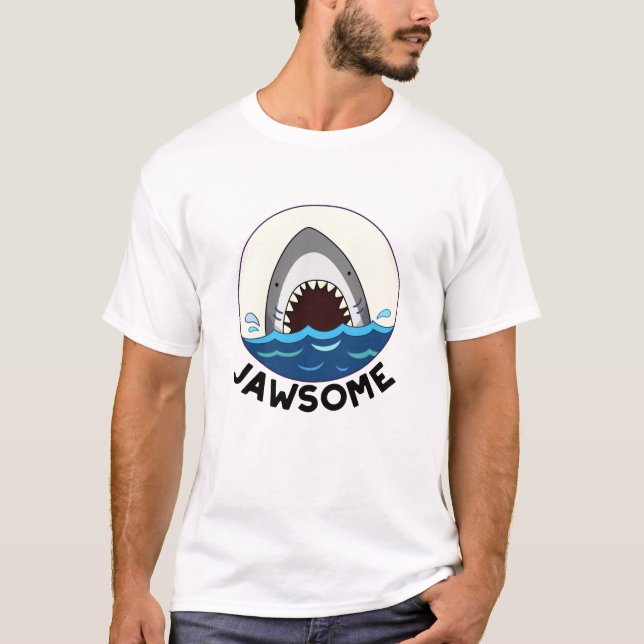 Jawsome Funny Shark Teeth Pun T Shirt (Framsida)