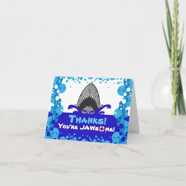 Jawsome Shark Théfödelsedagen Bassäng Party Tack Kort (Framsida)