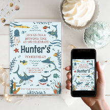 Jawsome Shark ThLED Birthday-inbjudan vid alla åld