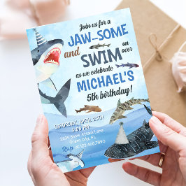 Jawsome Shark under Sea Birthday Inbjudningar