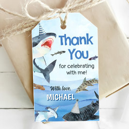 Jawsome Shark under Sea Birthday Presentetikett