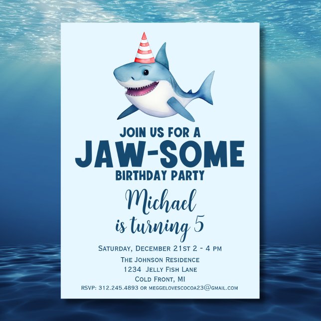 Jawsome under Sea Cute Shark Birthday Inbjudningar (Skapare uppladdad)