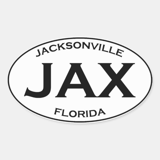JAX - Jacksonville Florida Ovalt Klistermärke (Framsida)