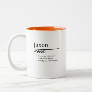 Jaxon, Boy Personlig Namn Definition Två-Tonad Mugg