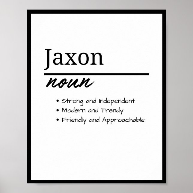 Jaxon, Pojke Personligt Namn Definition Poster (Framsidan)