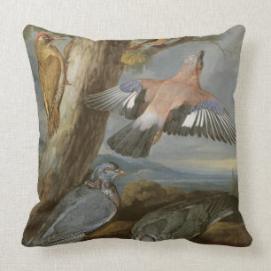Jay, gröngöling, duvor och Redstart, c.165 Kudde