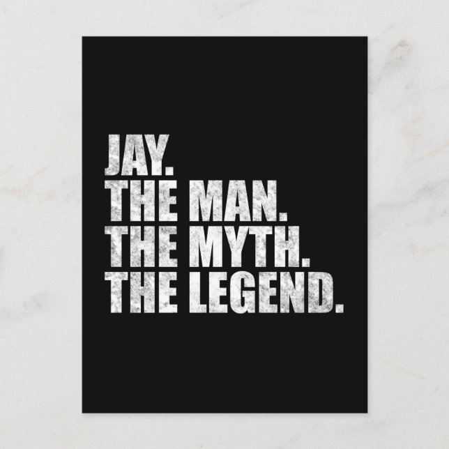 Jay namn, Jay Mannen Myten Legenden Vykort (Framsida)