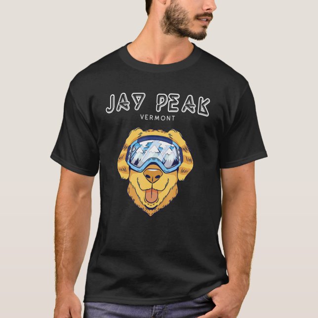 Jay Peak Vermont - Rolig hund Ski Googles T Shirt (Framsida)