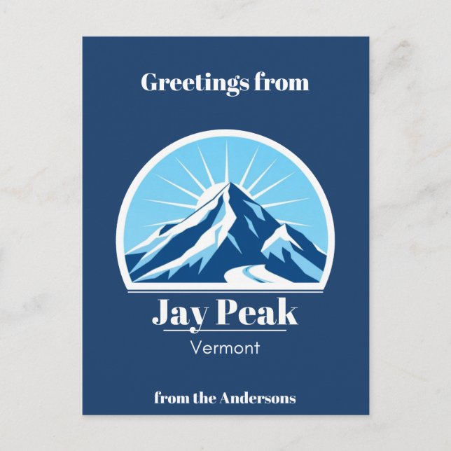 Jay Peak Vermont ski resort semesterblått vykort (Framsida)
