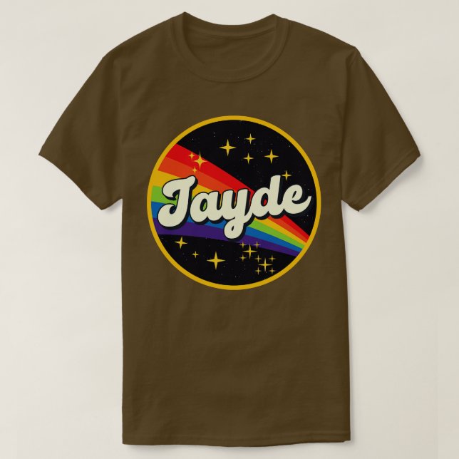 Jayde Rainbow in Space Vintage Stil T Shirt (Design framsida)