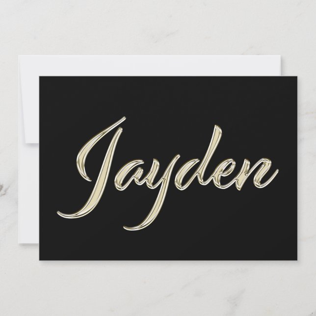Jayden Name white gold Handwriting Karte Kort (Framsida)