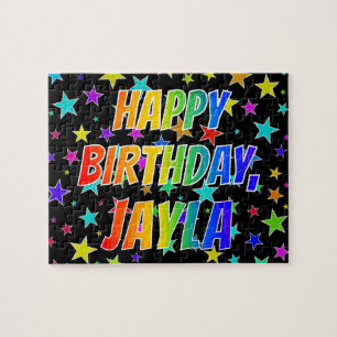 "JAYLA" Första Namn, Roligten "GRATTIS PÅ FÖDELSED Pussel
