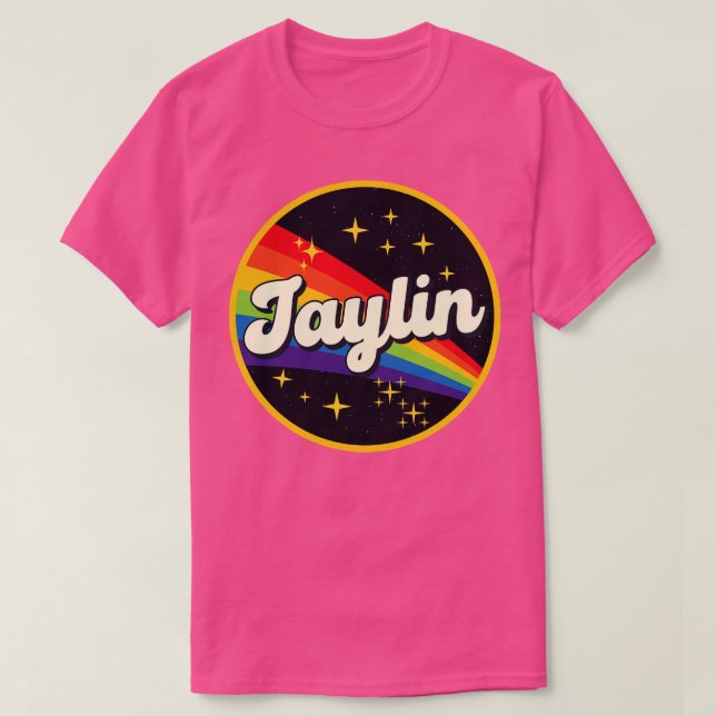Jaylin Rainbow in Space Vintage Stil T Shirt (Design framsida)