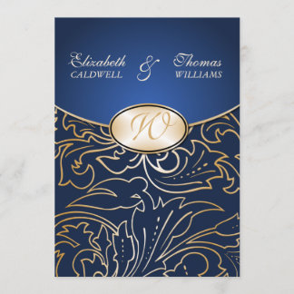 Jazmene Golden Filigree Wedding indigo Inbjudningar