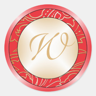 Jazmene Monogram Bröllop kuvert Stickers-retro Runt Klistermärke