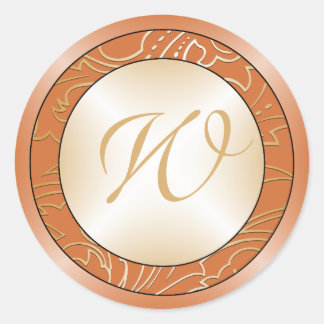 Jazmene Monogram Bröllop Kuvert Stickers-rustic Runt Klistermärke