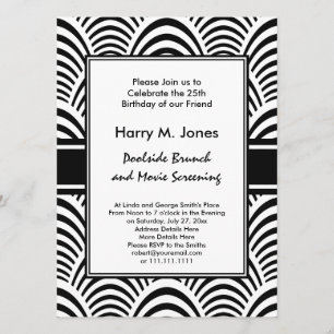 Jazz Age Art Deco Elegance Black and White Inbjudningar