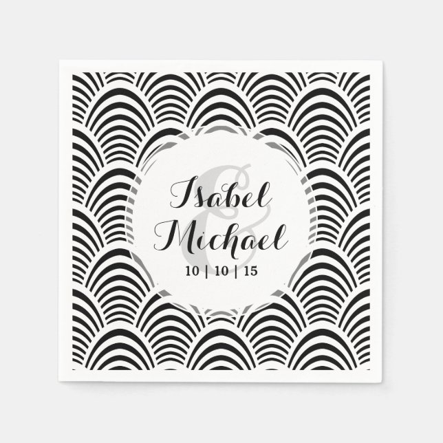 Jazz Age Art Deco Elegance Black and White Pappersservett (Framsidan)