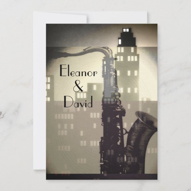 Jazz Age Art Deco personligt bröllp inbjudningar (Framsida)