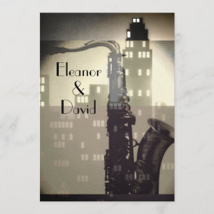 Jazz Age Art Deco personligt bröllp inbjudningar