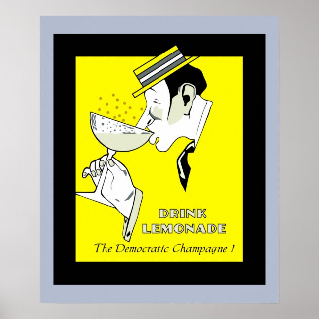Jazz age deco Art lemonade Champagne, 24 x 20 tum Poster (Framsidan)