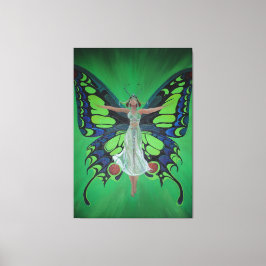 Jazz Age Showgirl Flapper Wearing Butterfly Vingar Canvastryck