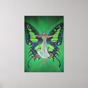 Jazz Age Showgirl Flapper Wearing Butterfly Vingar Canvastryck