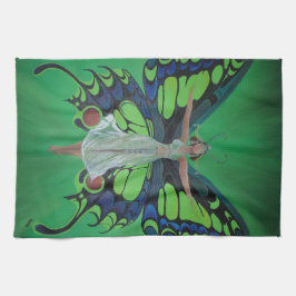 Jazz Age Showgirl Flapper Wearing Butterfly Vingar Kökshandduk