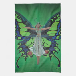 Jazz Age Showgirl Flapper Wearing Butterfly Vingar Kökshandduk
