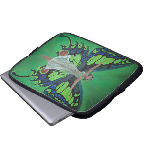 Jazz Age Showgirl Flapper Wearing Butterfly Vingar Laptop Sleeve