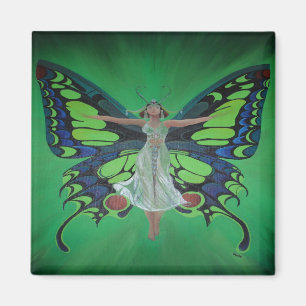 Jazz Age Showgirl Flapper Wearing Butterfly Vingar Magnet