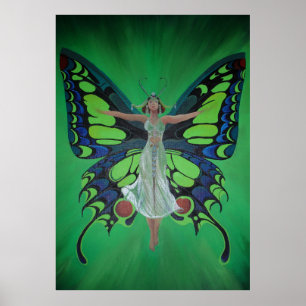 Jazz Age Showgirl Flapper Wearing Butterfly Vingar Poster