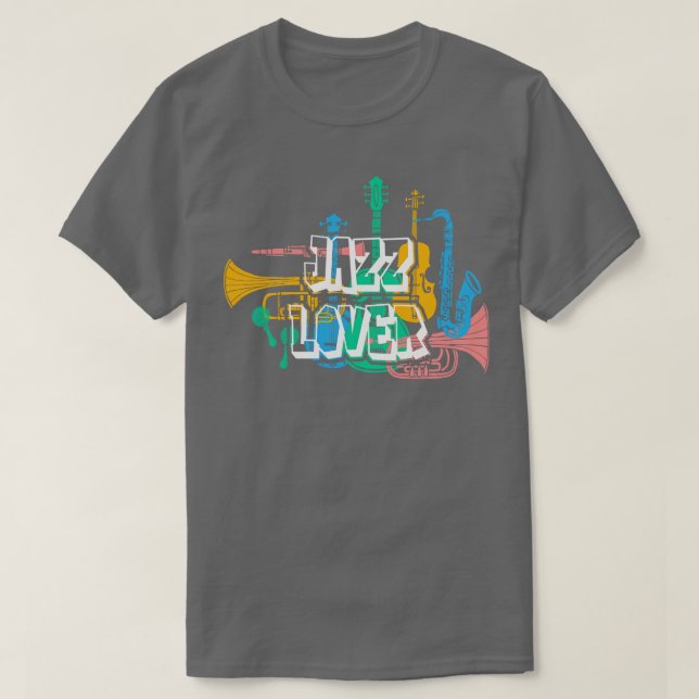 Jazz Älskare Musical Instruments T Shirt (Design framsida)