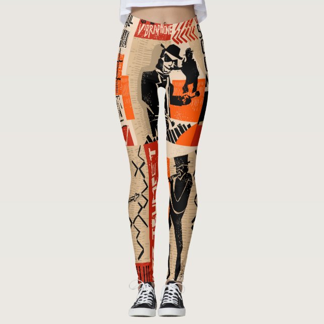 Jazz Band Coola Vintage affisch Leggings (Framsida)