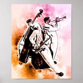 JAZZ Band Musician Unique Watercolor Music Poster