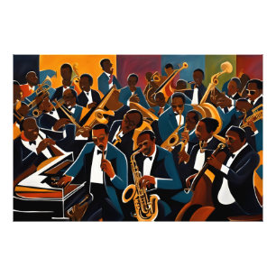 Jazz-bandmusiker Fototryck