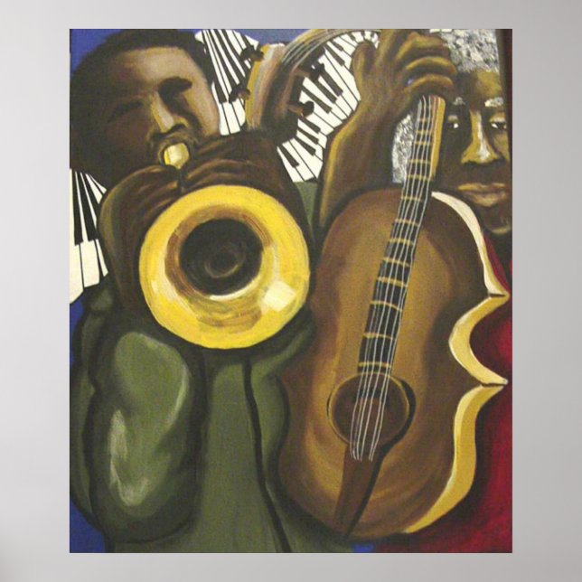 Jazz Bass Trumpet Piano Art Poster (Framsidan)