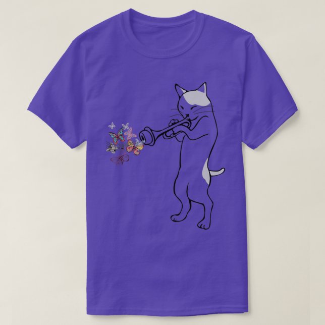 Jazz Cat Playing Trumpet T Shirt (Design framsida)