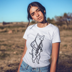 JAZZ CAT SAXOPHONE T-SHIRT T-SHIRTS