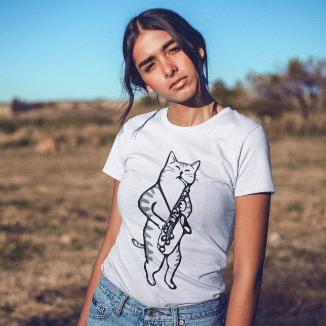 JAZZ CAT SAXOPHONE T-SHIRT T-SHIRTS (Skapare uppladdad)