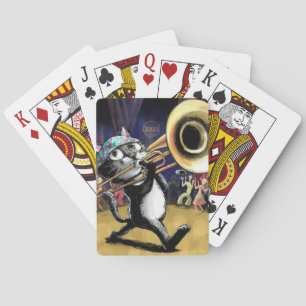 Jazz Cat spelar musik på Trombone Casinokort
