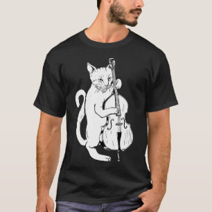 Jazz Cat spelar upprätt Bass Coola Musician T Shirt