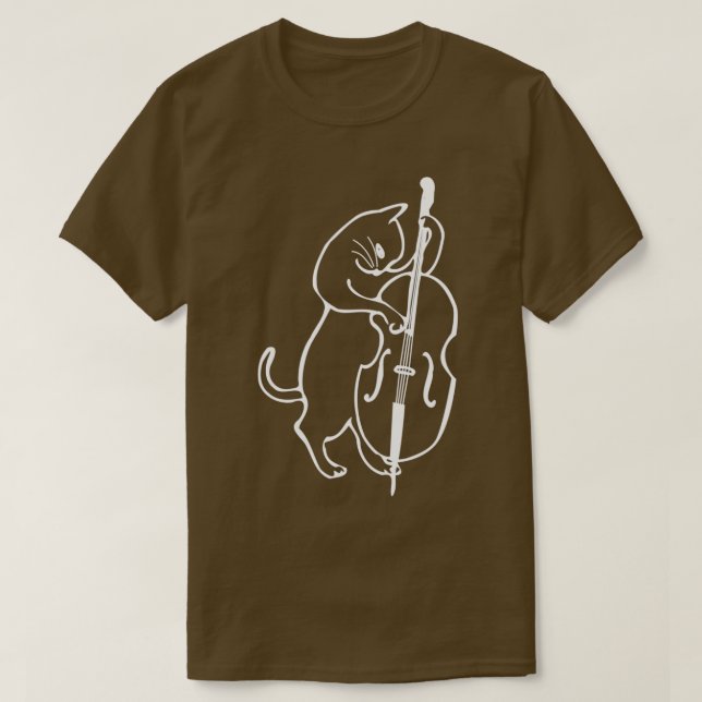 Jazz Cat spelar upprätt Dubbla Bass  T Shirt (Design framsida)