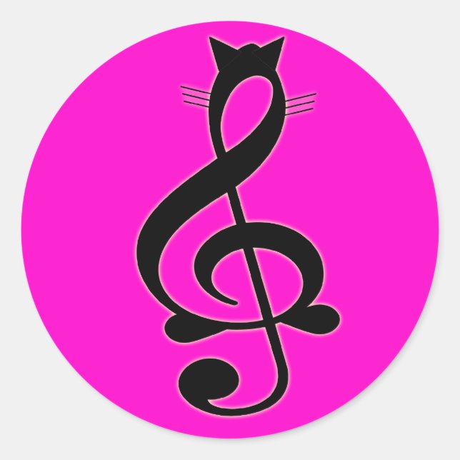 Jazz Cat Sticker Runt Klistermärke (Framsida)