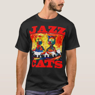 Jazz Cats for Cat Lover Cat Pay Piano Cute T Shirt
